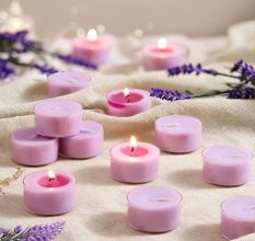 Handmade Lavender Round Clear Soy Wax Tealights 25 Pieces